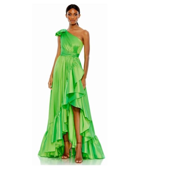 Mac Duggal Lime Green Ruffled Maxi Dress - Picture 3 of 15